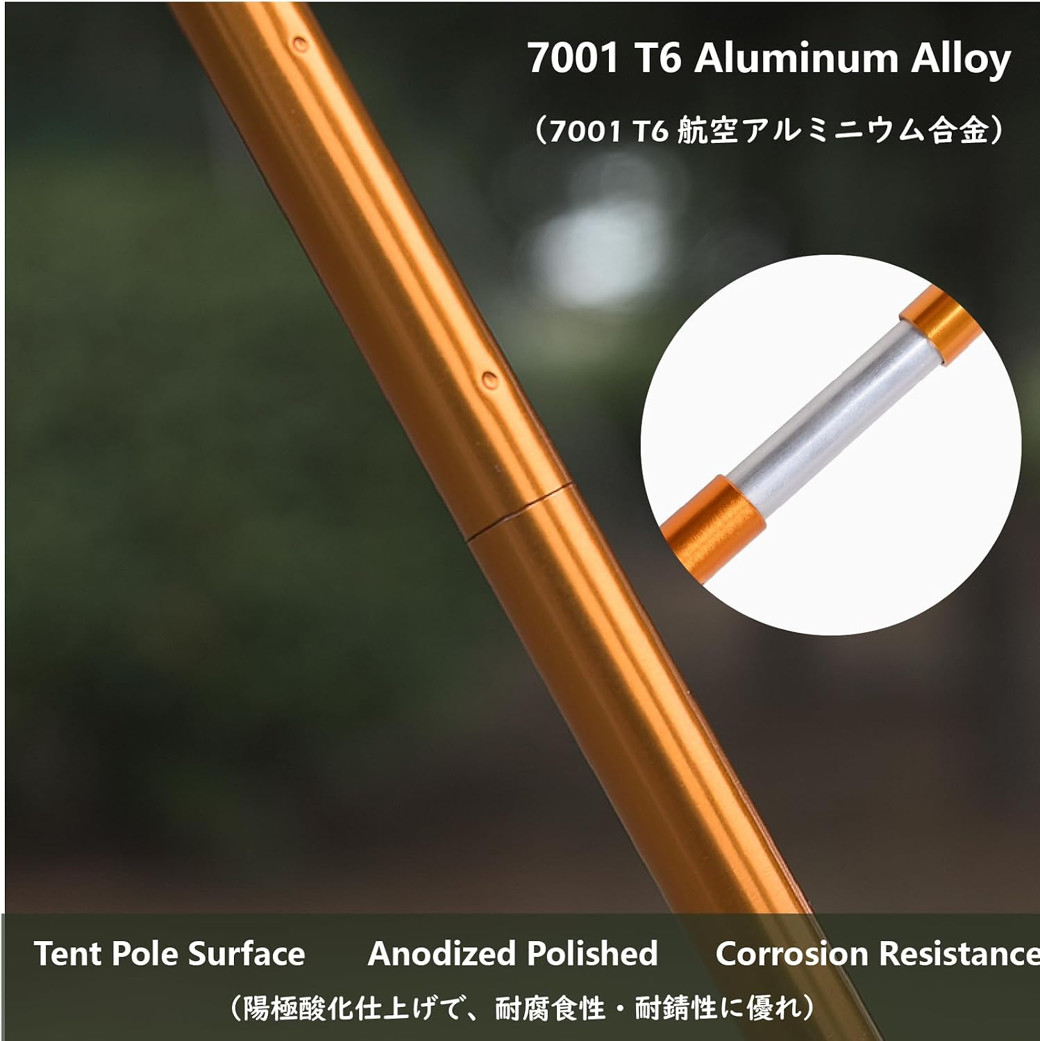 JEELAD Tent Pole Aluminium Rod Replacement Tent Pole Supporting Rod Awning Poles Kit for Outdoor Camping Hiking (A - Tent Poles - Gold, 14.5 ft)