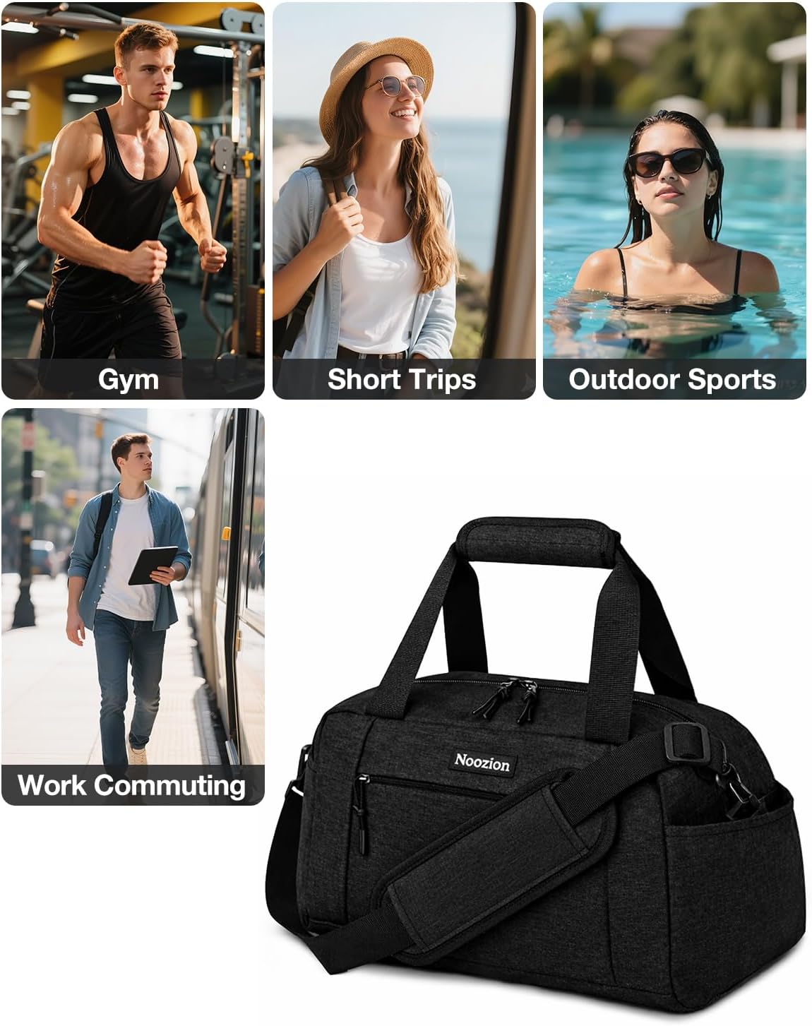 Noozion 14 inch Small Gym Bag for Women & Men, Lightweight Carry On Mini Duffle Bag with Multiple Pockets, Sports Bag for Travel and Workout. - Image 7