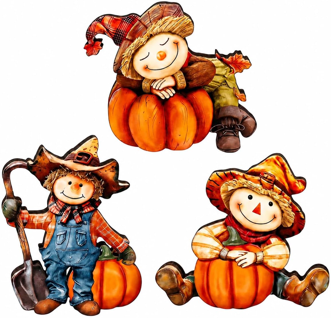 3 Pack Scarecrow Pumpkin Fall Table Sign Set