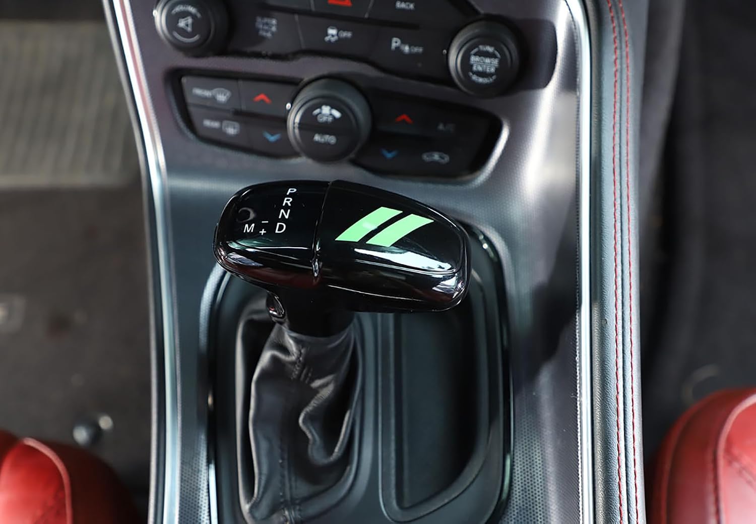 Gear Shift Shifter Knob Head Cover Trim Protector for Dodge Charger 2015-2026/Challenger 2015-2026/Durango 2018-2026 Car Interior Accessories (Green, Black)