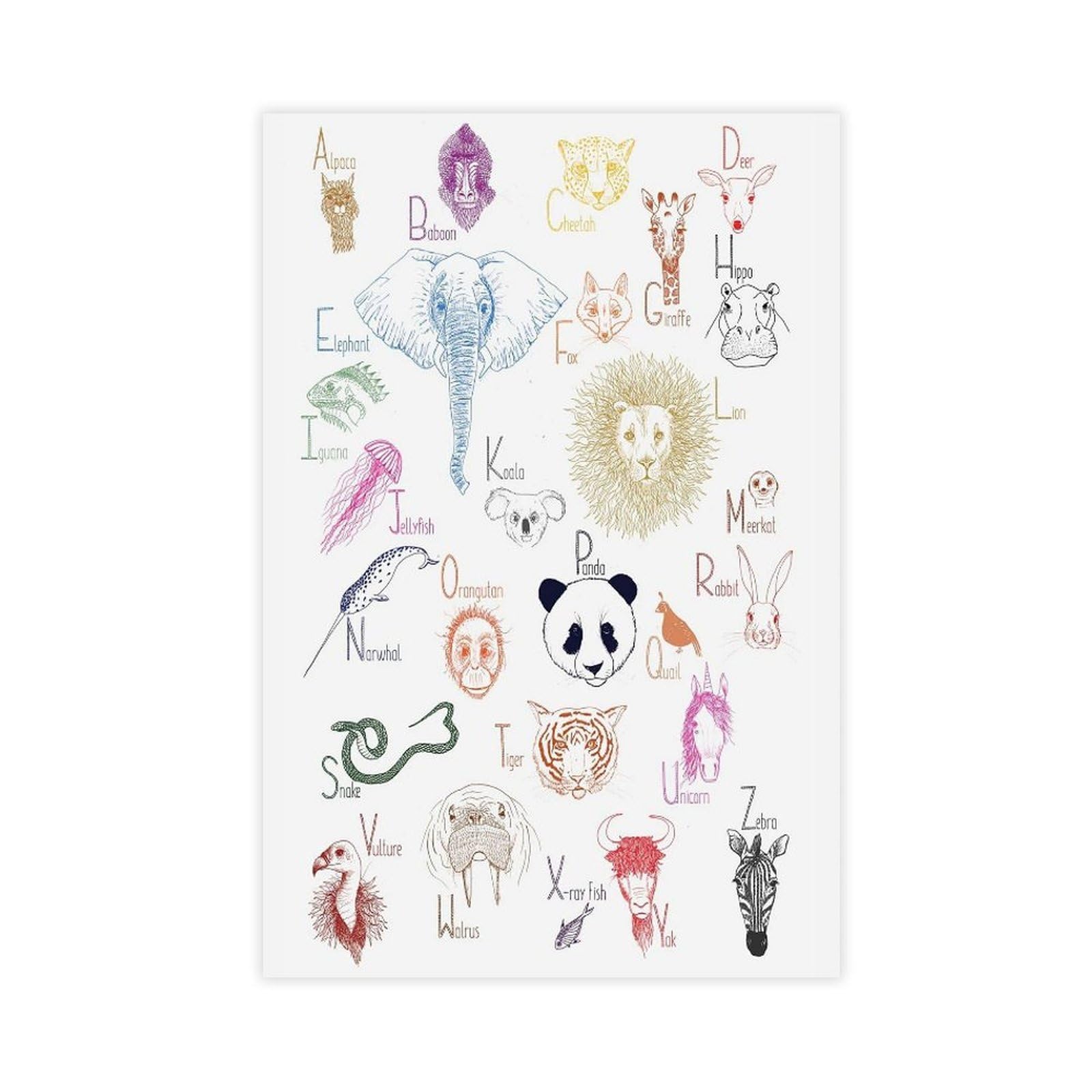 Poster éducatif sur toile de l'alphabet pour enfants - Décoration murale pour salon, chambre à coucher - 61 x 91,4 cm (L x l)