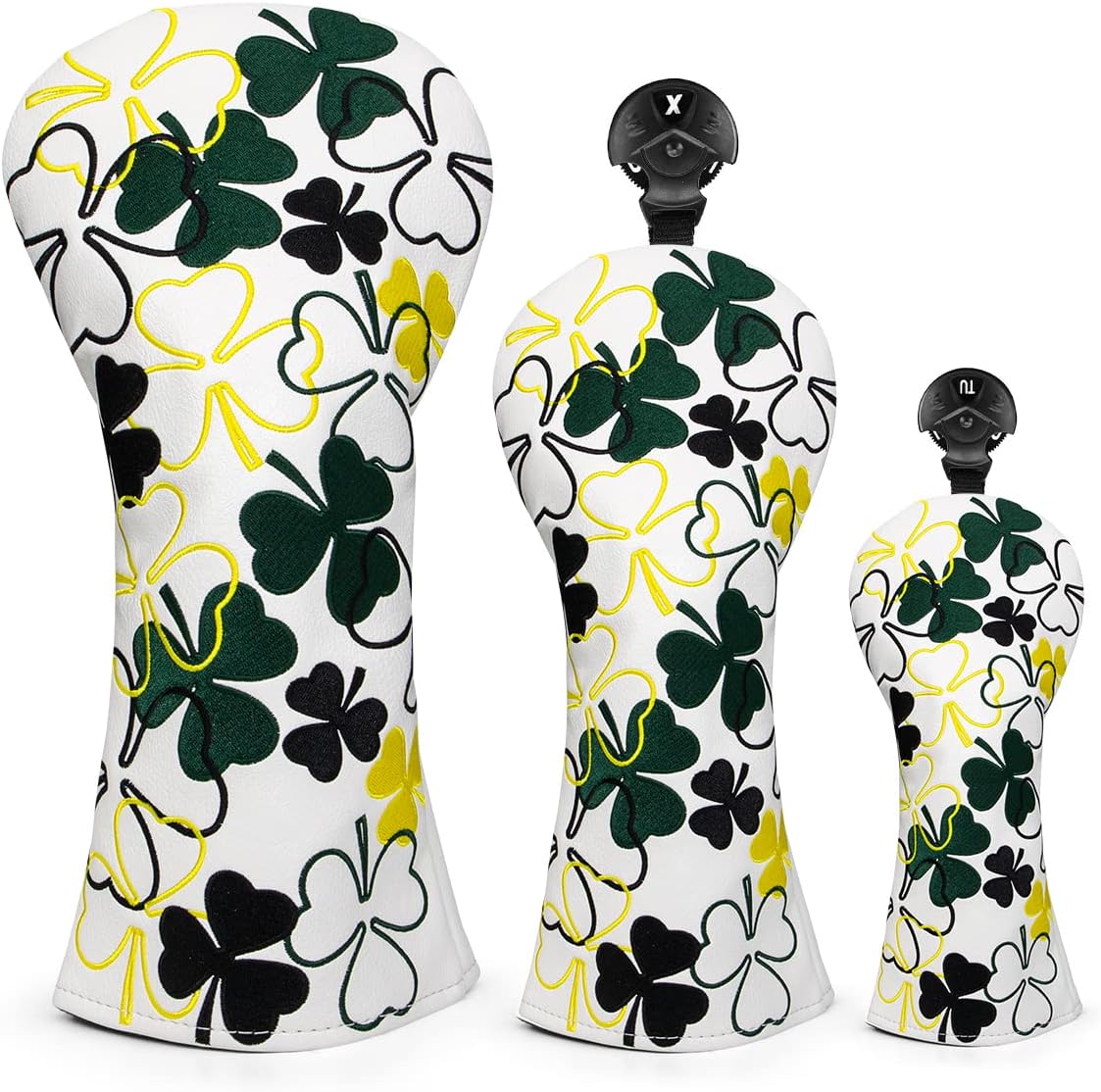 Shamrock Clover Golf Driver 3 Fairway Wood Hybrid Head Cover Headcover, Single Golf Driver Cover Fairway Wood Cover Hybrid Headcover Or Set Golf Club Covers 1 3 h