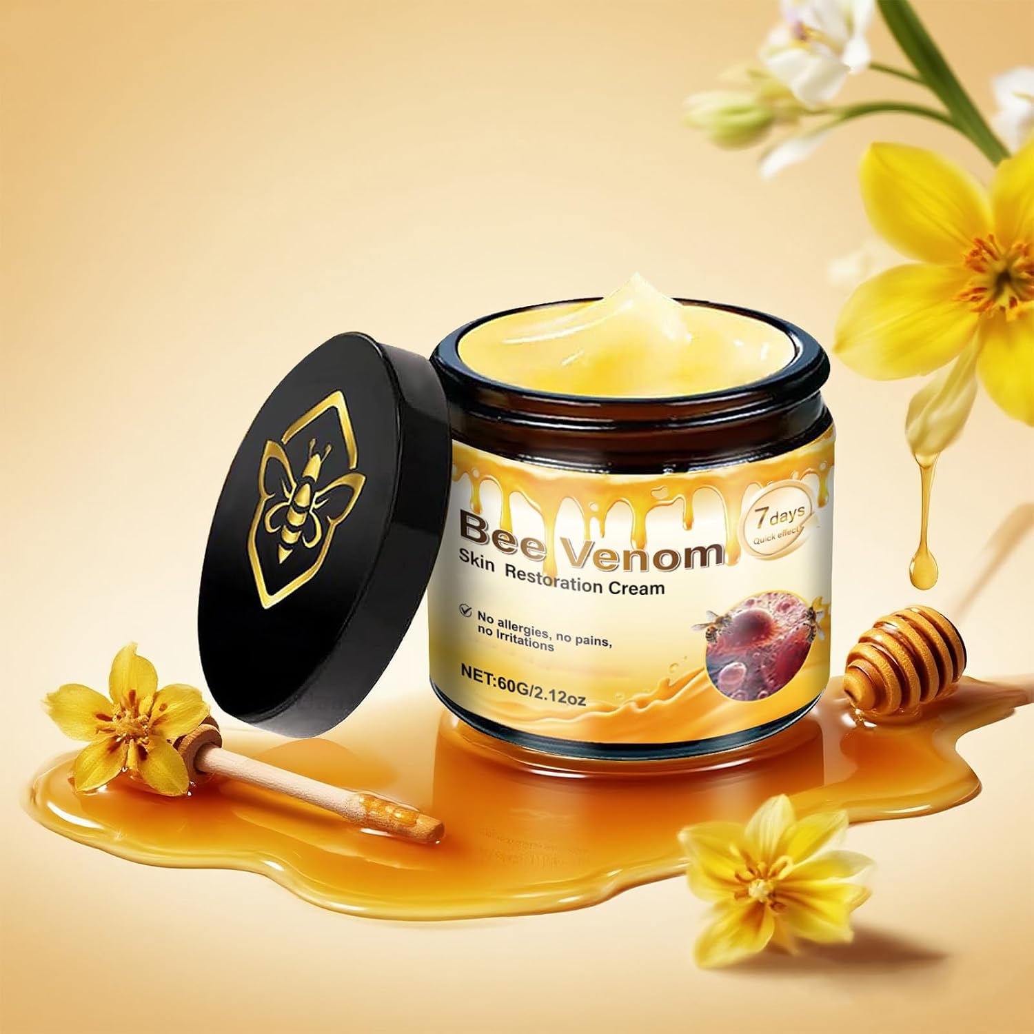 2 Pcs Bee Venom Skin Cream,Face Wrinkle Removal Firming Anti-Aging Bee Venom Moisturizer Cream.