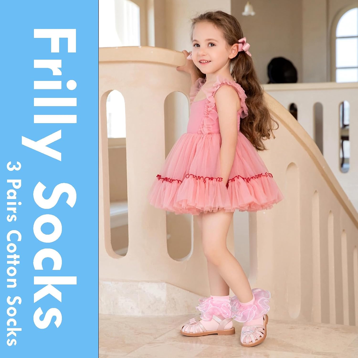 Toddler Baby Girls Ruffle Soft Double Frilly Lace Socks Kids Cute Ankle Cotton Dress Socks