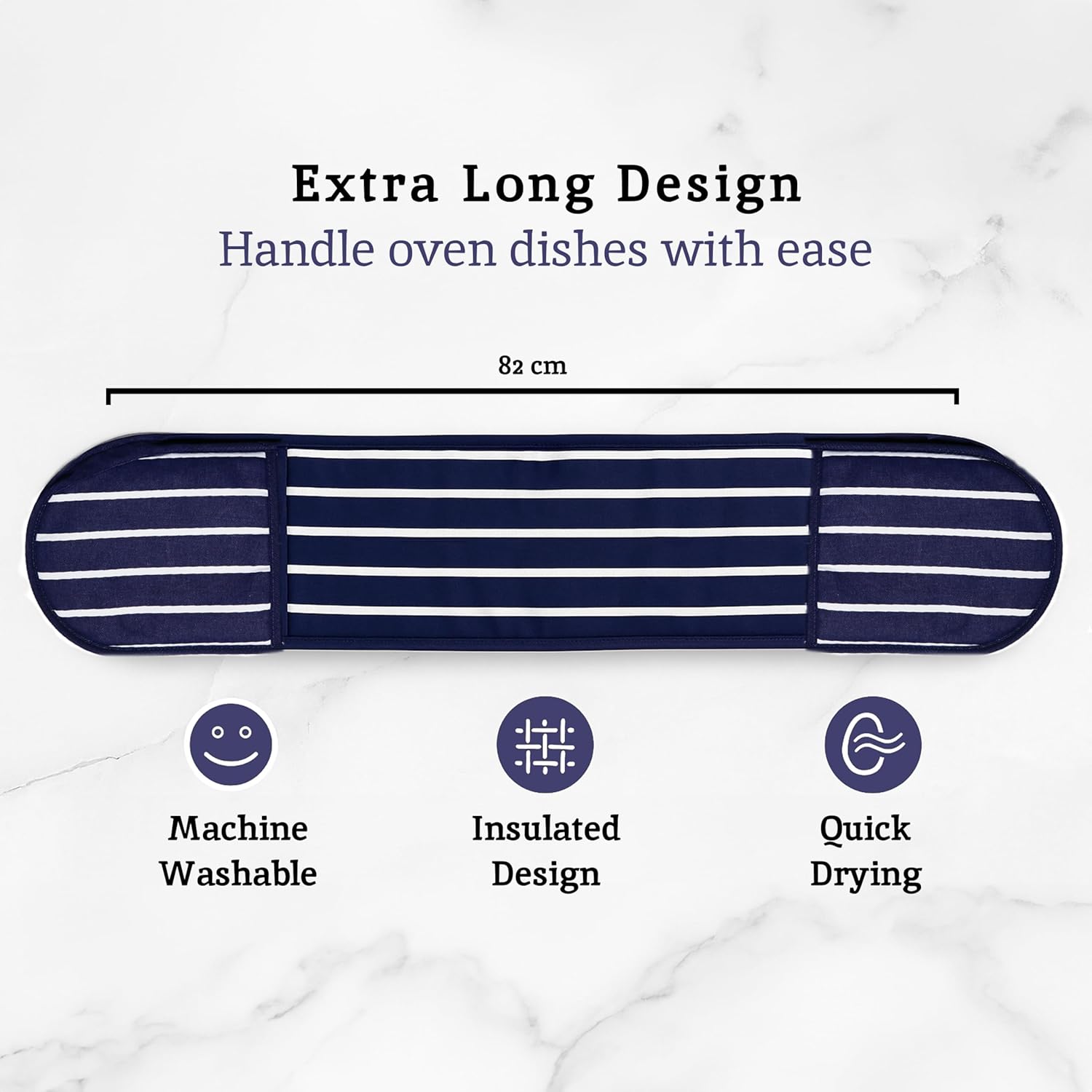 Premier Housewares Navy Butcher Stripe 100 Percent Cotton Double Oven Glove