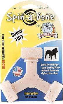 Bullibone Nylon Dog Chew Toy Spin-a-Bone - Interactive Dog Toy, Triggers Natural Instincts, and Improves Oral Health