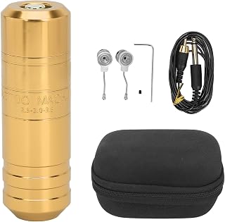Rotary Tattoo Machine, RCA Interface Tattoo Pen, Brushless Motor, 2.5mm To 3.5mm Stroke Liner Shader Cartridge Needle Tattoo Pen 28mm Width (Gold)