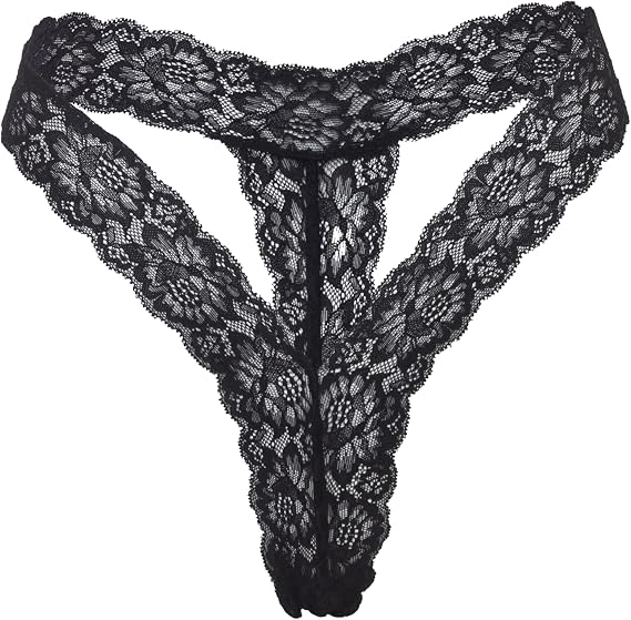 Oh la la Cheri Women's Karina Lace Thong 21-12110, BLACK, OS
