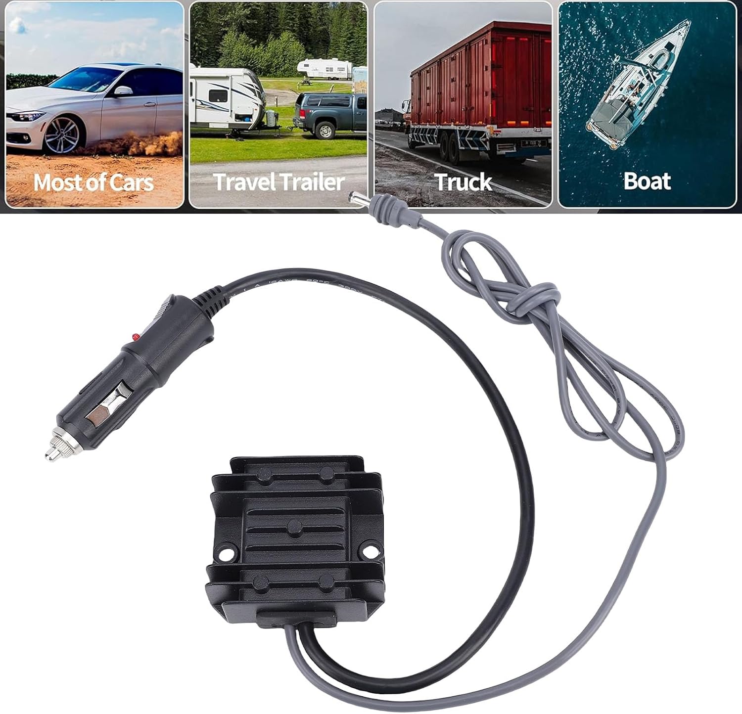 Satellite Step Up Power Adapter, Smart DC DC Technology with 16AWG Power Cord, Step Up Converter for Car RV Boat Trailer