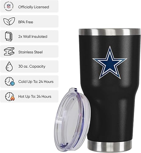 Vista 18 de FOCO NFL Team Logo 30oz Insulated Stainless Steel Travel Mug Tumbler