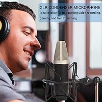 Vista 6 de Micrófono de condensador XLR, kit de micrófono cardioide profesional de diafragma grande para grabación con montaje de choque, para estudio