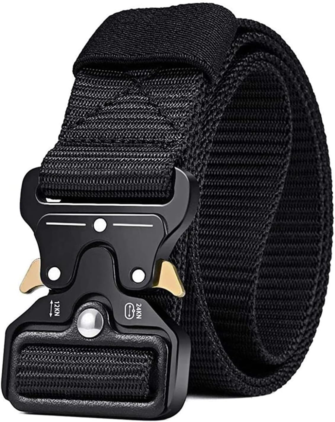 Tactical Belt for Men Military Style, Black Military Nylon Web with Quick Release Heavy Duty Buckle, Ideal for Work, Daily, Outdoor, Hiking