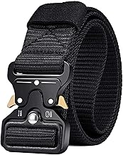 Tactical Belt for Men Military Style, Black Military Nylon Web with Quick Release Heavy Duty Buckle, Ideal for Work, Daily, Outdoor, Hiking