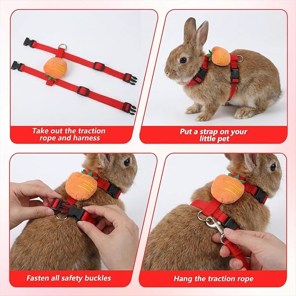 Harnais et laisse réglables pour lapin, adorable harnais pour petits animaux, cochons d'Inde, furets, chatons, chiots, accessoires de lapin - 3