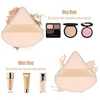 Vista 51 de Pimoys 6 esponjas de maquillaje facial, esponja de terciopelo suave triangular, esponja de belleza para polvo suelto (negro, rosa)