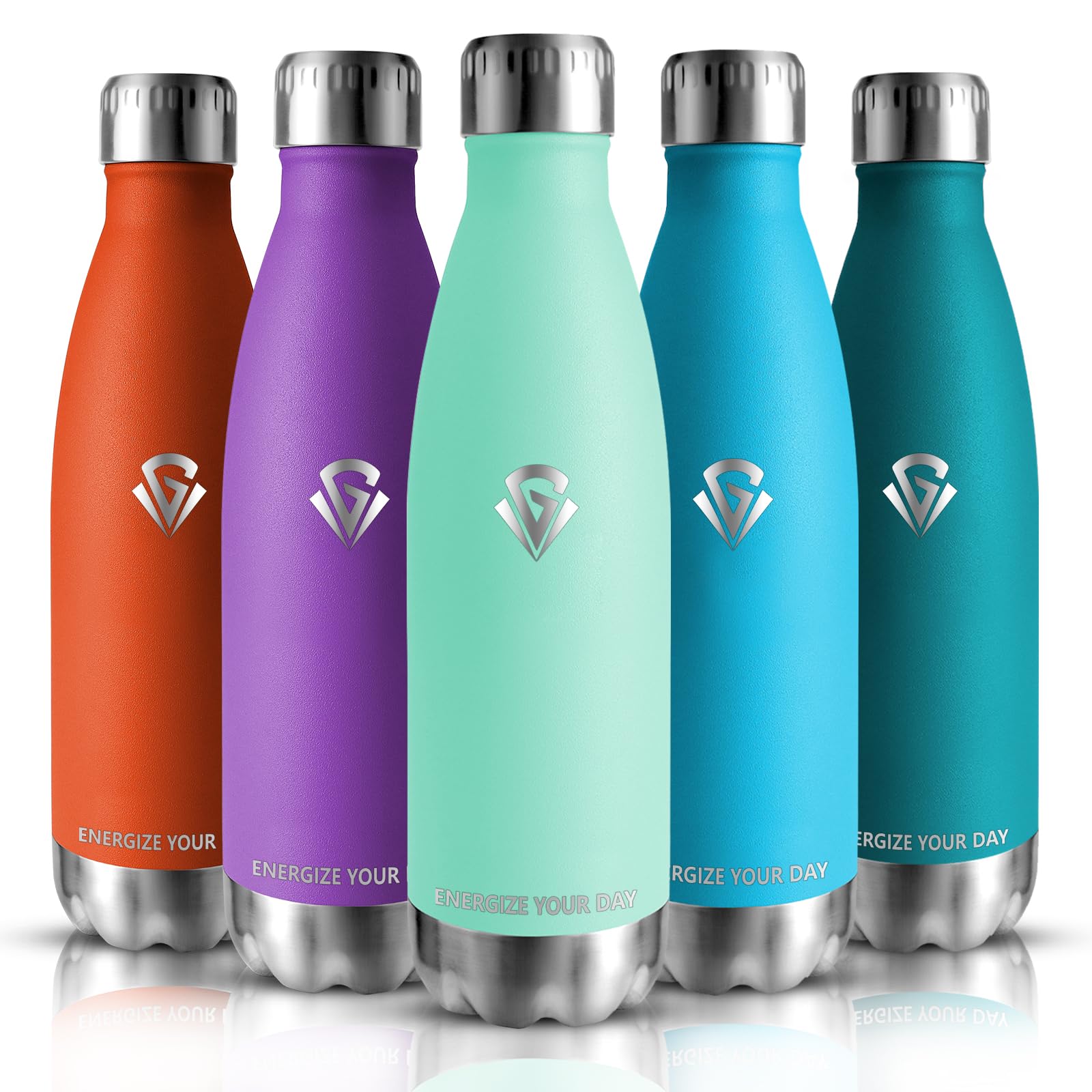 Grsta Blue Green Stainless Steel Drinking Bottle, 750 Ml, Bpa-Free, Sports Water Bottle, Leak-Proof, Thermos Flask, Water Bottle, Suitable For Carbonated Drinks, Insulated Cup For Sports, Outdoors, Gy