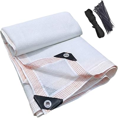 White Shade Cloth with Grommets, 50% Uv Resistant Breathable Mesh Tarp 4x4 6x6 6x8 8x10 8x16 8x20 10x14 HDPE Shade Net for Garden Greenhouse Plants Outdoor Patio Vegetables Nursery(8x10FT)