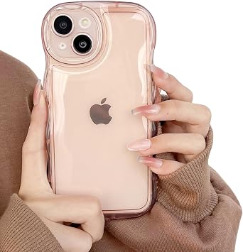 iPhone 15 Case, Clear, Wavy, Cute, TPU Soft Case, Transparent, Cute, Korean, Thin and Light, Popular, Stylish, Smartphone Case, Shockproof, Mobile Phone Cover, Clear Case for iPhone 15 iPhone