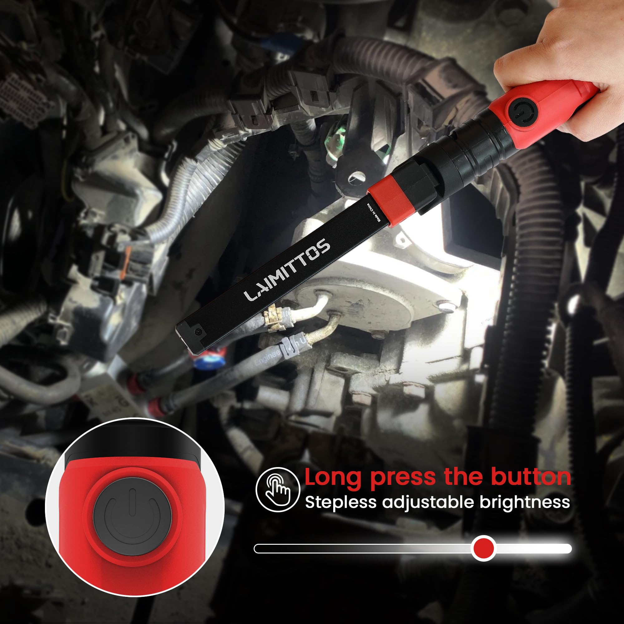 2 luci da lavoro ricaricabili – 2500 mAh pieghevole magnetica a LED da lavoro torcia esterna con 3 modalità di illuminazione luce meccanica per riparazione auto/emergenza