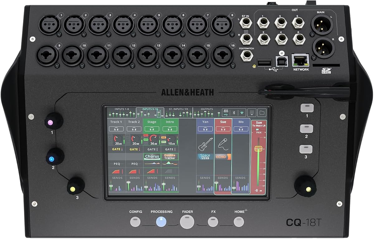Allen & Heath CQ-18T Digital Mixer with 7" Touchscreen WiFi and Bluetooth Connectivity | 7 Touchscreen WiFi and Bluetooth Connectivity