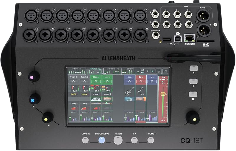 Allen & Heath CQ-18T Digital Mixer with 7" Touchscreen WiFi and Bluetooth Connectivity | 7 Touchscreen WiFi and Bluetooth Connectivity