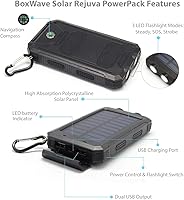 Vista 3 de BoxWave Banco de energía compatible con Globalstar GSP-1700 (Power Bank Solar Rejuva PowerPack (10000 mAh), batería de reserva de energía solar