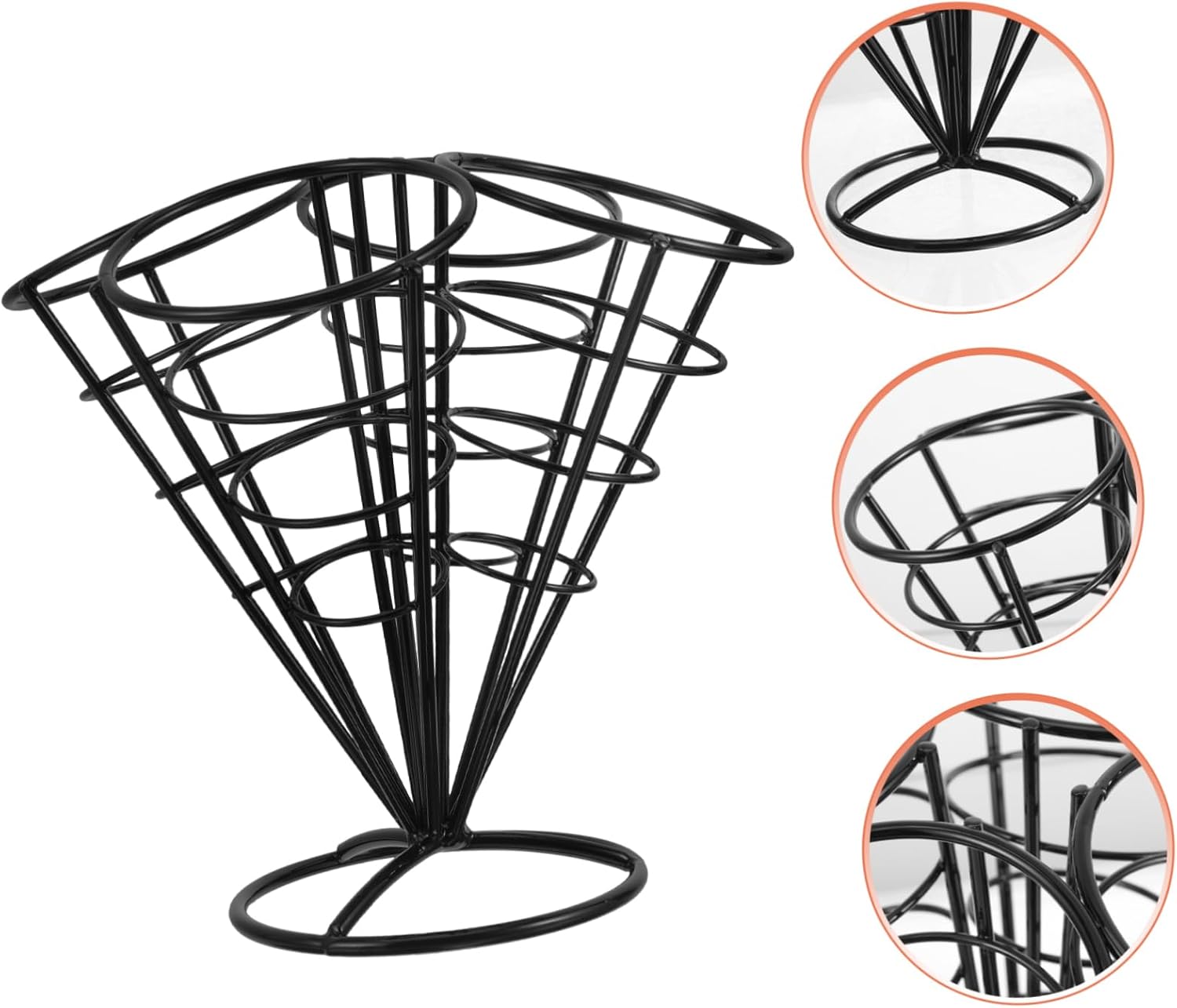 4holes Sturdy Snack Basket French Fries Chips Holder Snack Stand Appetizer Serving Racks Stainless Steel Frying Basket