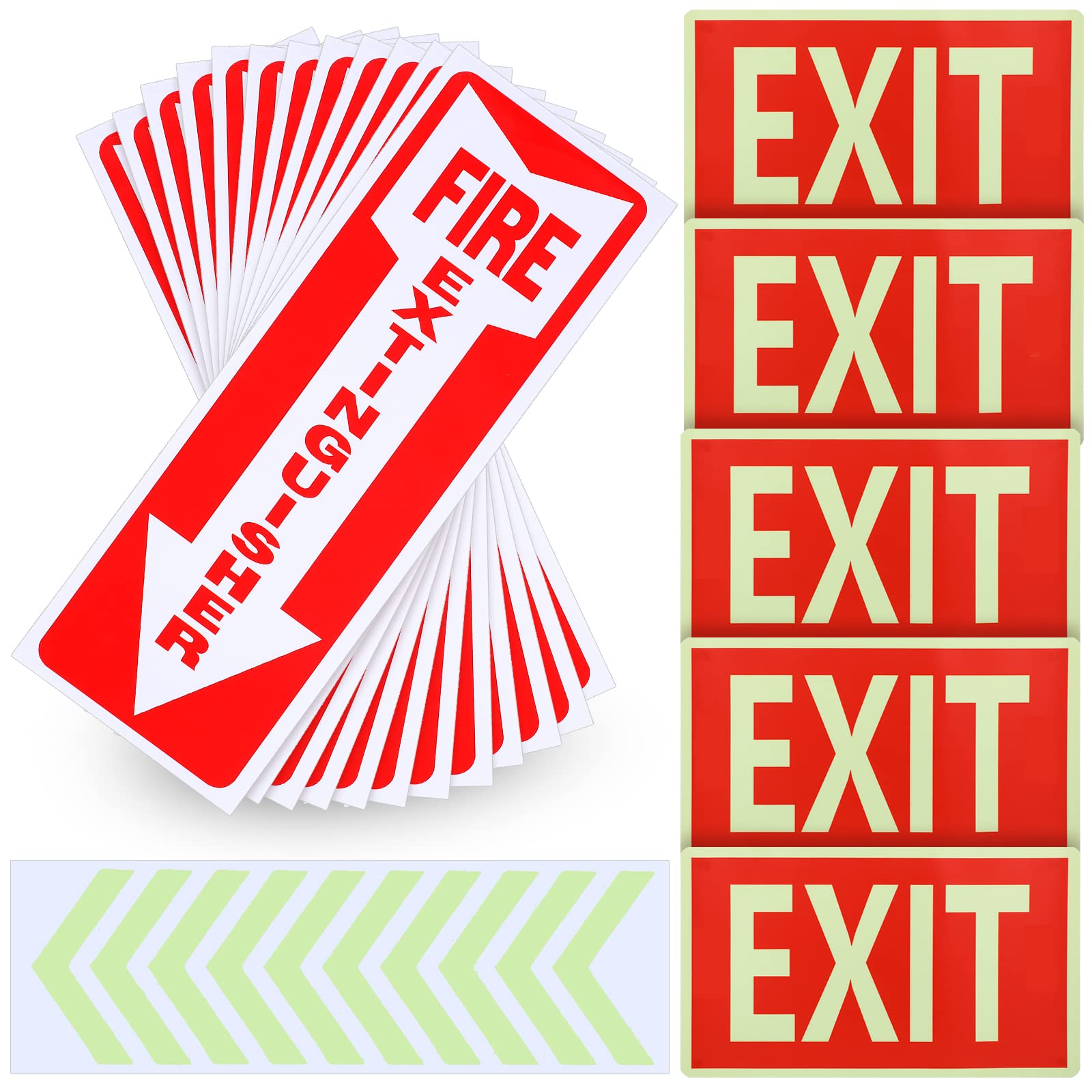 Buy 18 Pieces Exit Signs and Fire Extinguisher Sign Set, Include 5 Glow