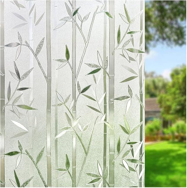 Amazon Brand - Umi Privacy Window Film - Frosted Glass Cling Films, Non Adhesive Static Stickers, Windows Decoration for Home Bathroom Bedroom - Bamboo (60 x 200cm)