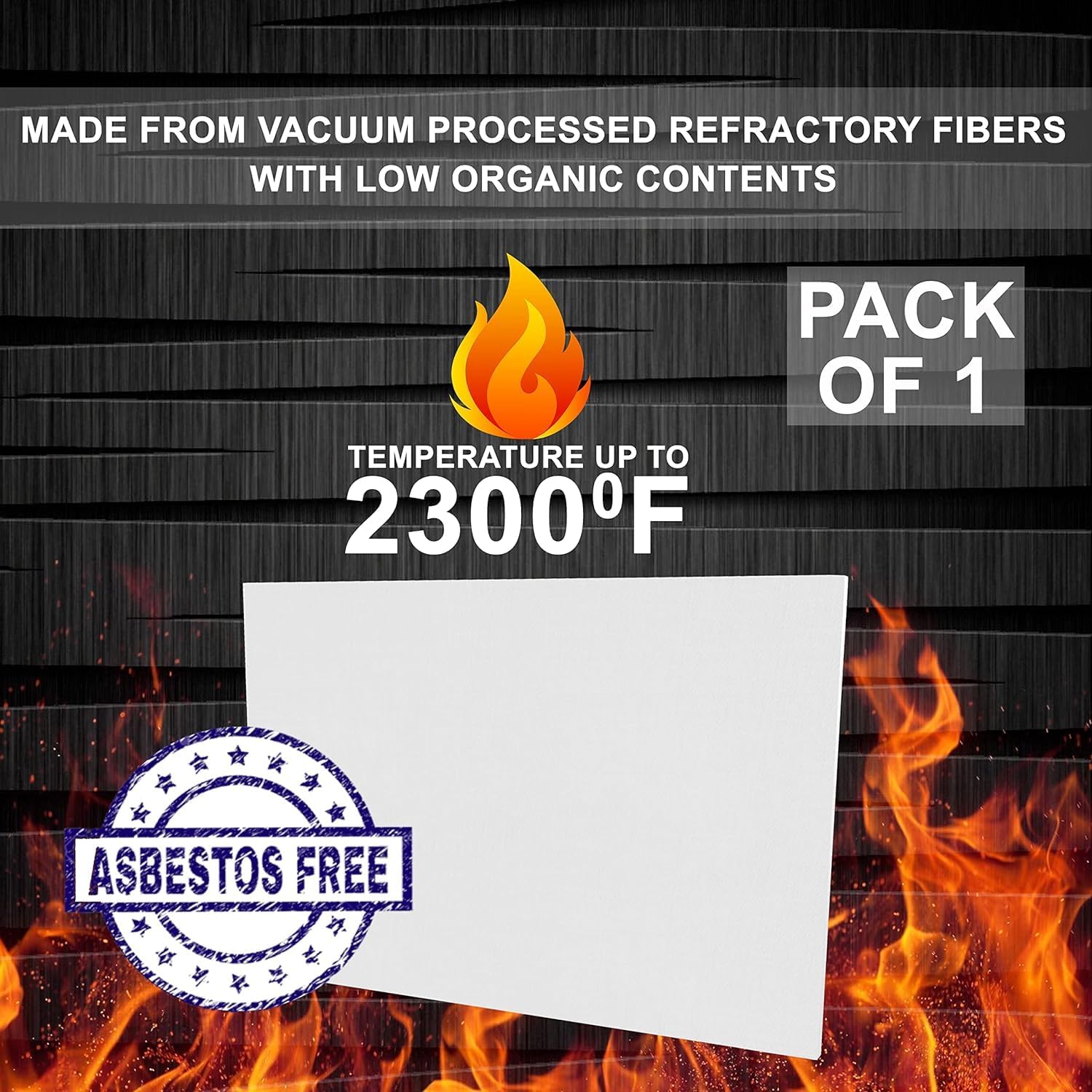 Ceramic Fiber Insulation Board - 1/2" x 23.6" x 35.4" - 2300F Rated - Pack of 1 - Fireproof Board - Ceramic Fiber Thermal Insulation Board for Stoves, Furnaces, Kilns, Forges, Pizza Ovens, Boilers