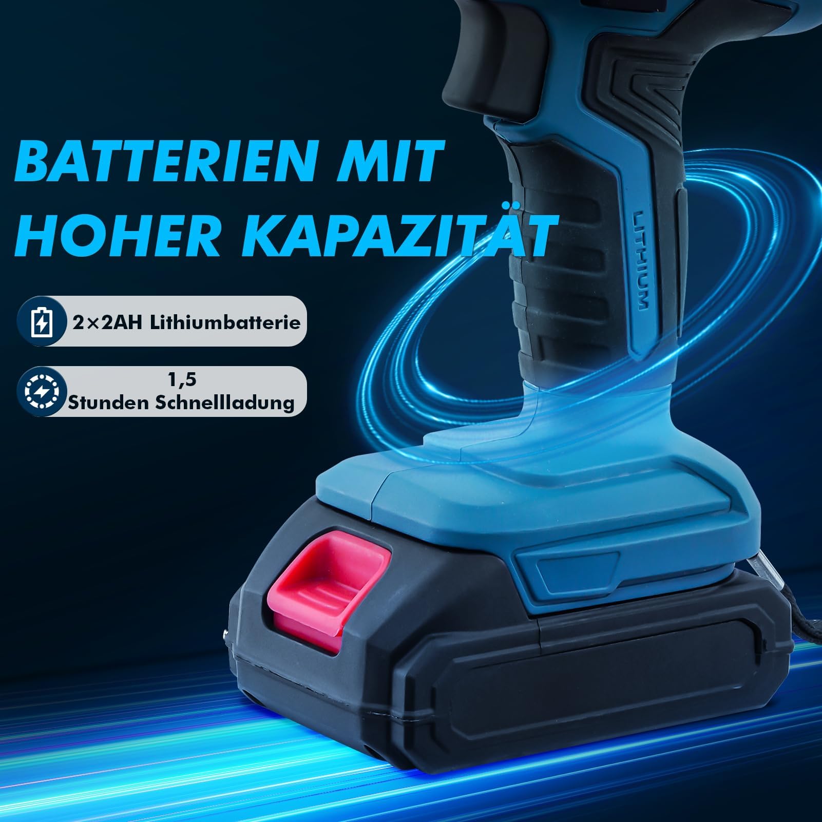 Viugreum Sega a sciabola, sega a sciabola, batteria da 21 V, 4000 giri/min, sega universale, sega a sciabola con luce LED, 8 lame, 2 batterie, manuale utente per il taglio di legno PVC