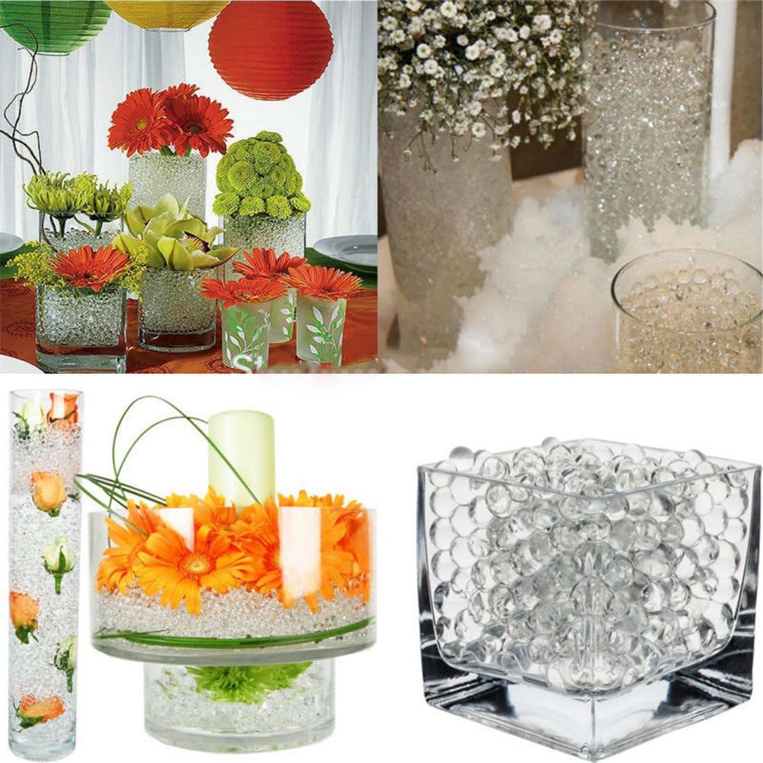 Queenbox 100PCS White Round Glass Marbles Beads for Vase Filler,Pebbles Chinese Checkers Marbles Balls Bulk