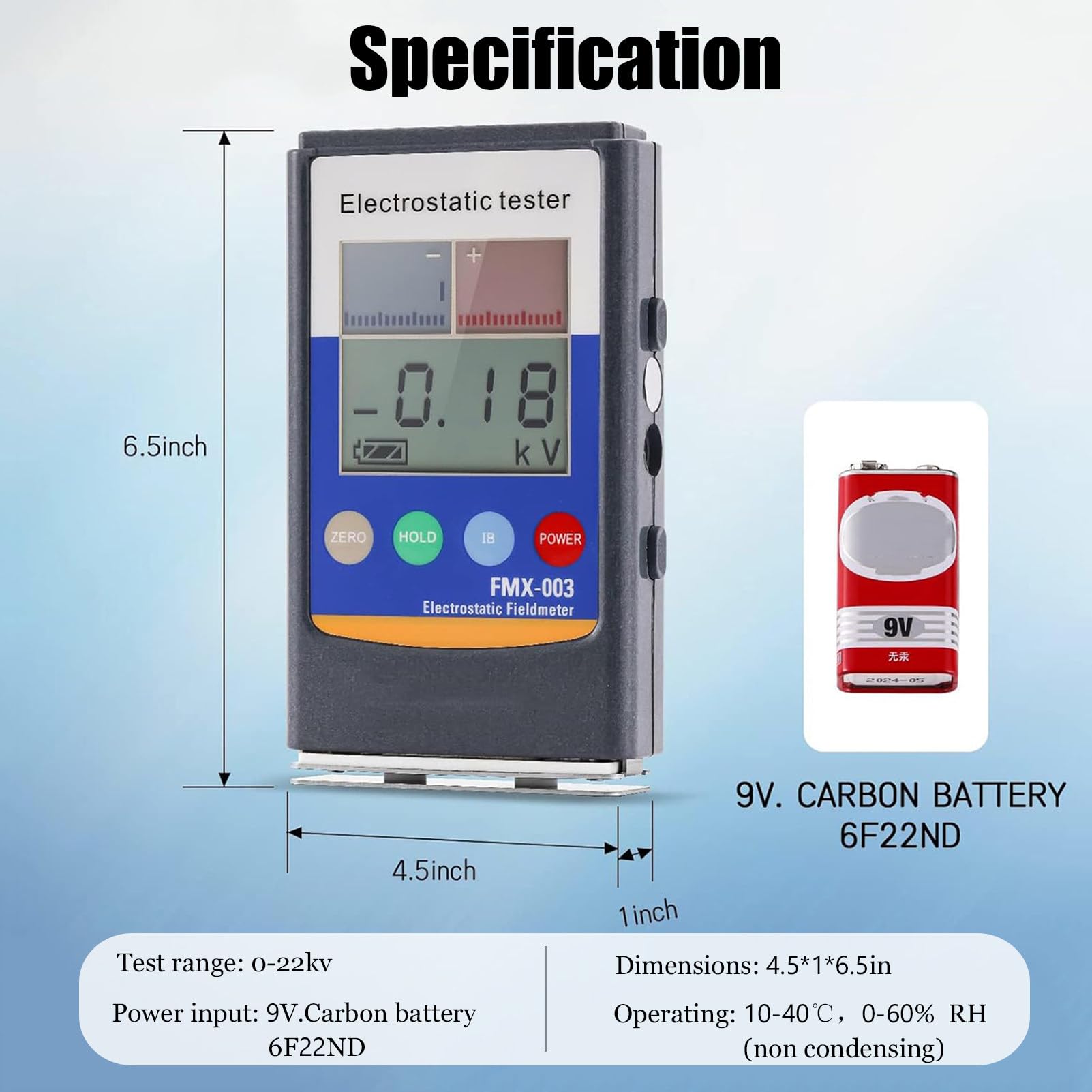 Tester pola elektrostatycznego, miernik pola elektrostatycznego Tester napięcia ESD Pomiar elektryczności statycznej Monitor eliminacji Miernik pola dla włókien tekstylnych Papier Guma 0-20KV