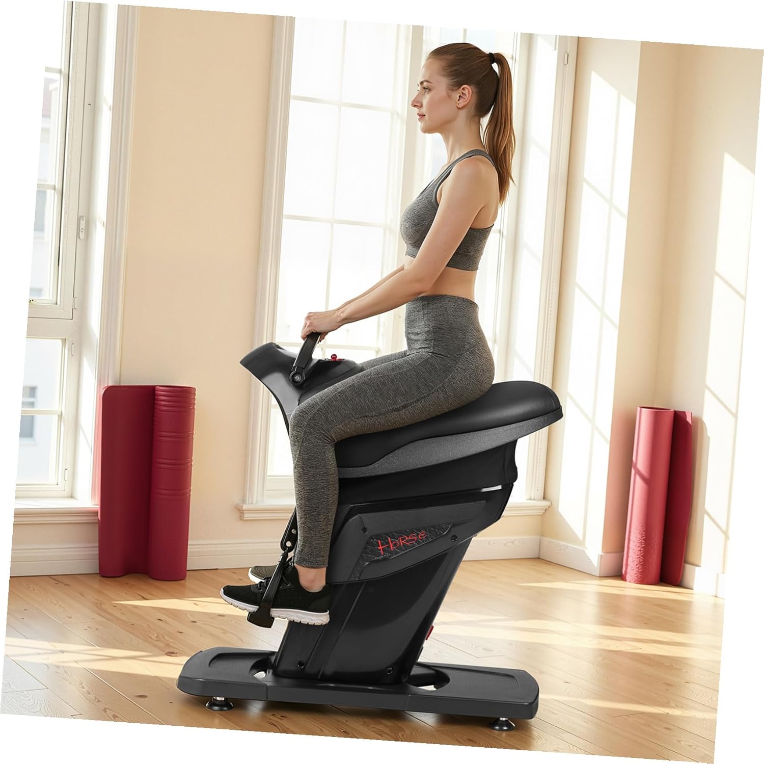 Electric Horse Riding Machine, Abdominal Fitness Trainer, 3D Figure-8 Motion Full Body Workout Equipment, 20 Speed Adjustable with 3 Auto Programs, 330lbs Weight Capacity