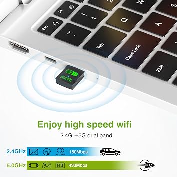 USB WiFi Bluetooth Adapter, 600Mbps Dual Band 2.4/5Ghz Wireless Network External Receiver, Mini WiFi Dongle for PC/Laptop/Desktop
