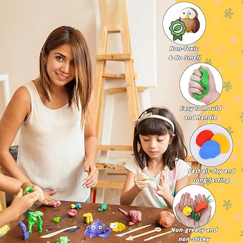 Miniatura 3 de Arcilla de secado al aire de 169 piezas de 120 colores, modelo de arcilla mágica para niños, kit de iniciación de moldeo con herramientas de
