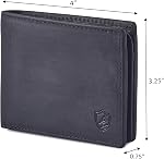 Wallet for Men Slim RFID Blocking Leather Bifold Minimalist 2 ID Windows Gift Box Carteras para Hombres (Crazy Horse, Black)