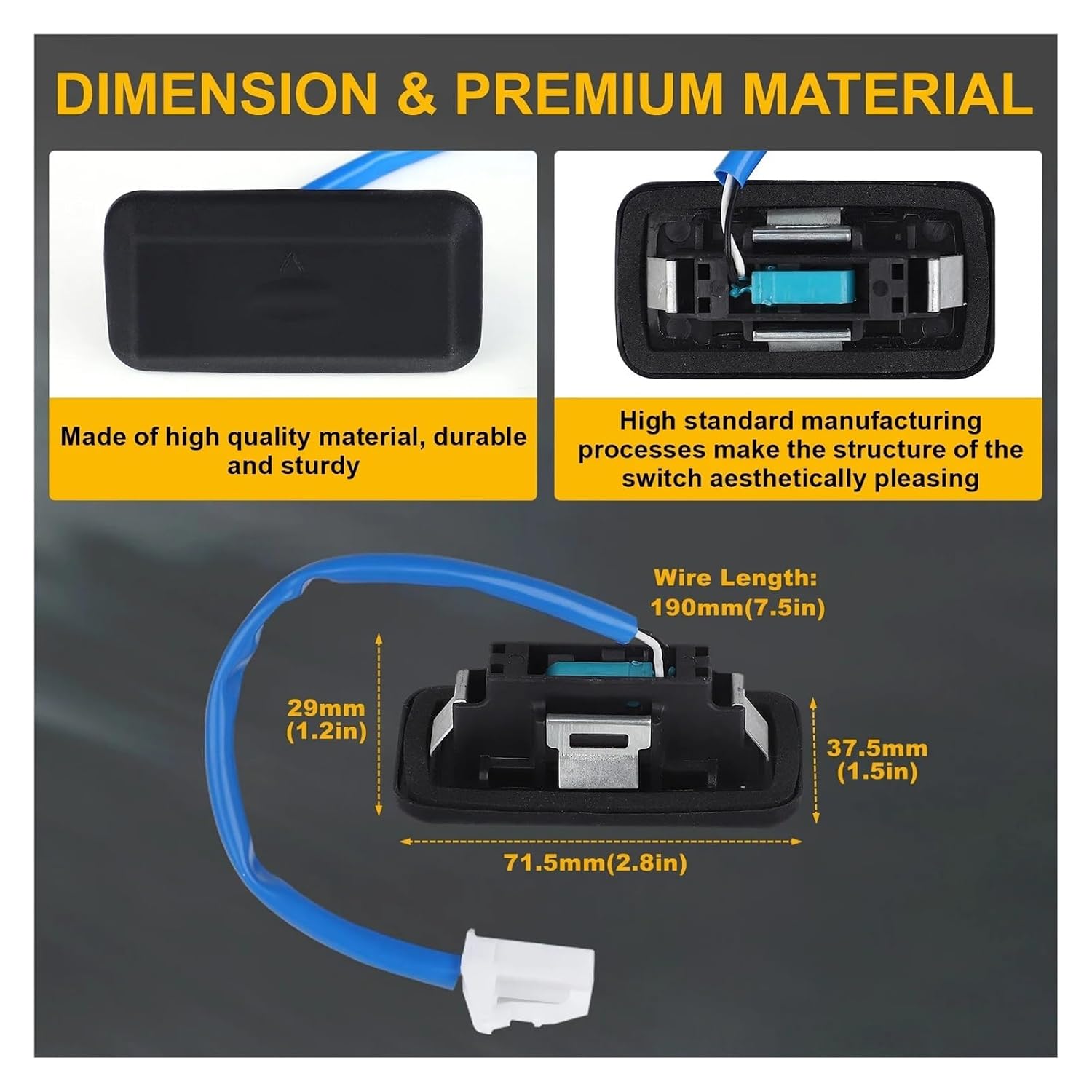 Tailgate Trunk Rear Door Button Switch Rubber Black Compatible with KIA Optima K5 11-16 Compatible with KIA Cadenza K7 2013-2016 812602G000 81260-2G000