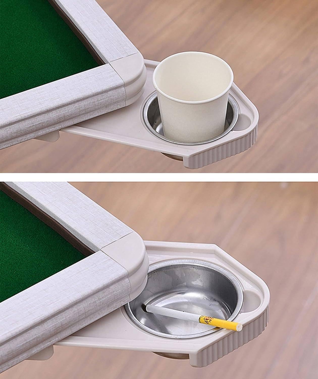 Portable Folding Mahjong Table, Square Card Table for 4,with Cup Holders/Small Drawers,Mahjong Foldable,for Poker Cards/Mahjong/Board Games,Rosegold