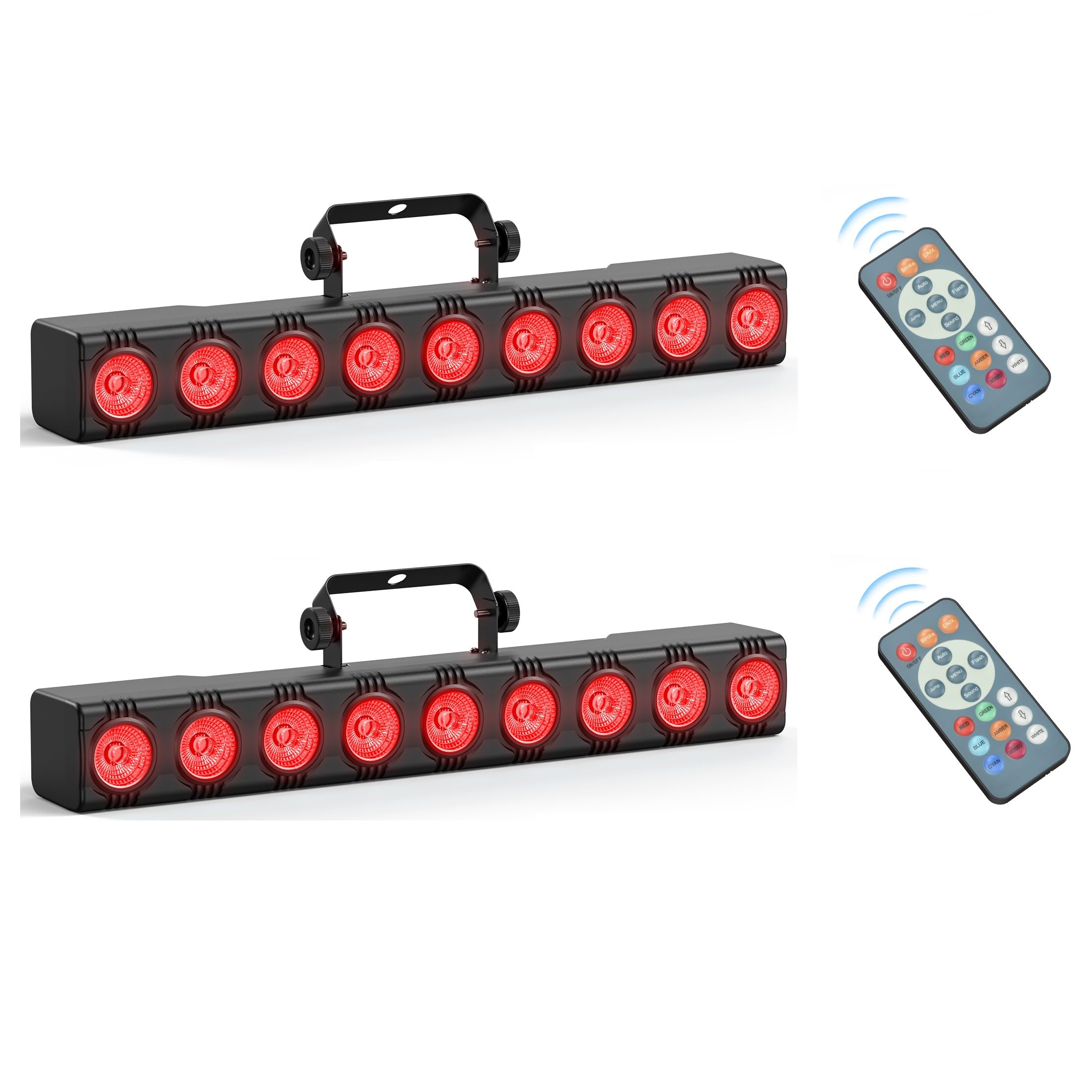 9 x 6W RGBW Barra LED Wallwasher Barra de luz Discoteca Profesional Luces Escenario dmx 512 Iluminación Estroboscopica con Control Remoto para DJ fiestas casa discoteca exterior, 2 PCS