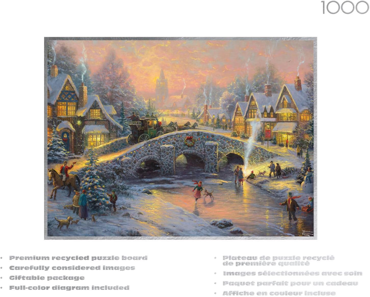 Buffalo Games – Thomas Kinkade - Spirit of Christmas - 1000 Piece Silver Select Jigsaw Puzzle - Festive Holiday Puzzles for Adults – Precision-Cut Pieces, Winter Artwork, Relaxing Fun