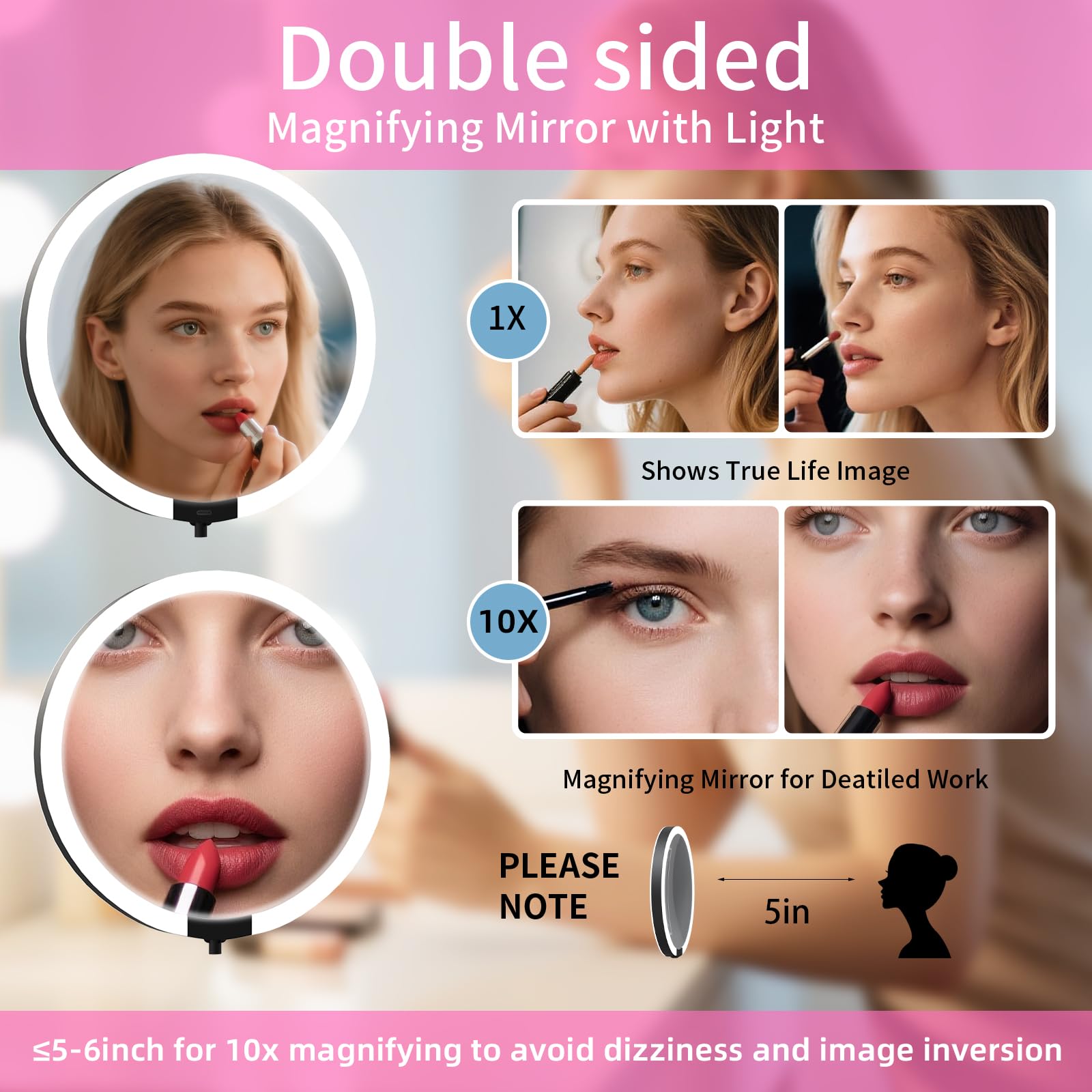 8 Pouces Miroir Grossissant Lumineux, 3 Couleurs Miroir Maquillage Lumineux 1x 10x Grossissement Chargement Usb Miroir De Table Rotation A 360 Pou 90788734 8 Pouces Miroir Grossissant Lumineux, 3 Couleurs Miroir Maquillage Lumineux 1x 10x Grossissement Chargement Usb Miroir De Table Rotation A 360 Pou 90788734