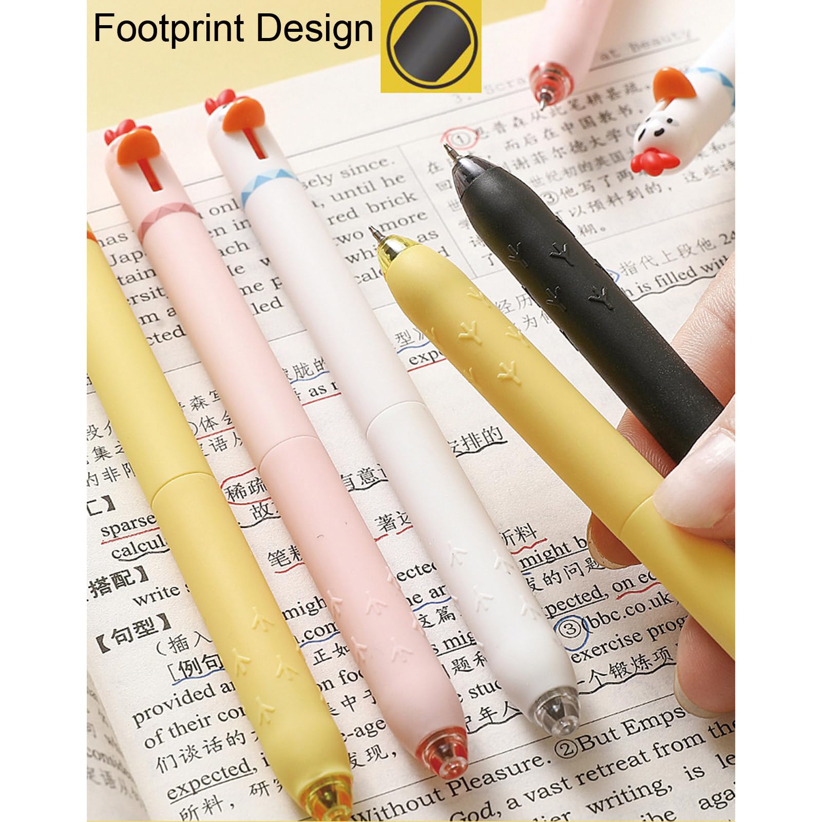 8 szt. Śliczne pisklęta długopisy kreskówka kurczak chowane długopisy zabawny długopis 0,5 mm czarny atrament długopis kawaii dla dziewcząt chłopców kobiet mężczyzn biurowe przybory szkolne