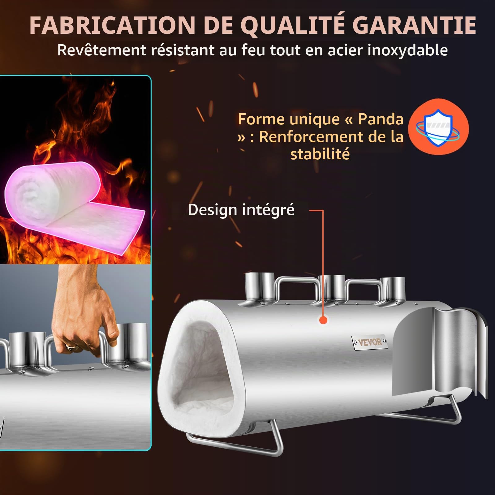 VEVOR Forge à Gaz Propane Portable, Four de Forge à Gaz Ovale avec 3 Brûleurs, Température Max 1427 ℃, Outils et Équipements de Forgeage au Gaz en Inox, pour Couteliers Maréchaux-Ferrants Forgerons