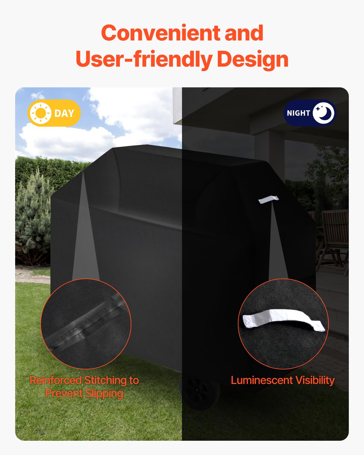 VEVOR Grillabdeckung 1321mm - Wasserdichte Abdeckhaube Für Außengrills Aus 600D Polyester