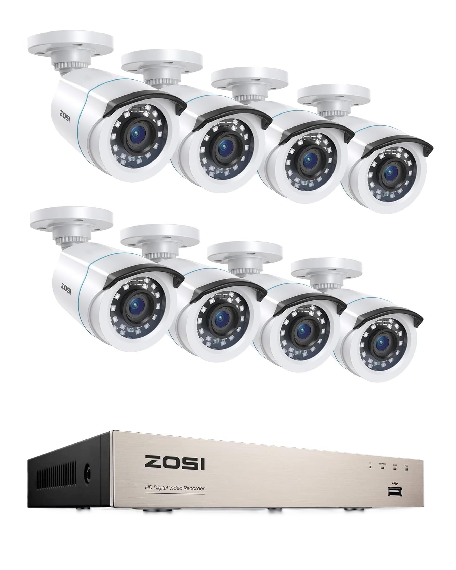 Caméra de surveillance extérieure kit 8CH ZOSI enregistreur vidéo H.265+ alerte smartphone