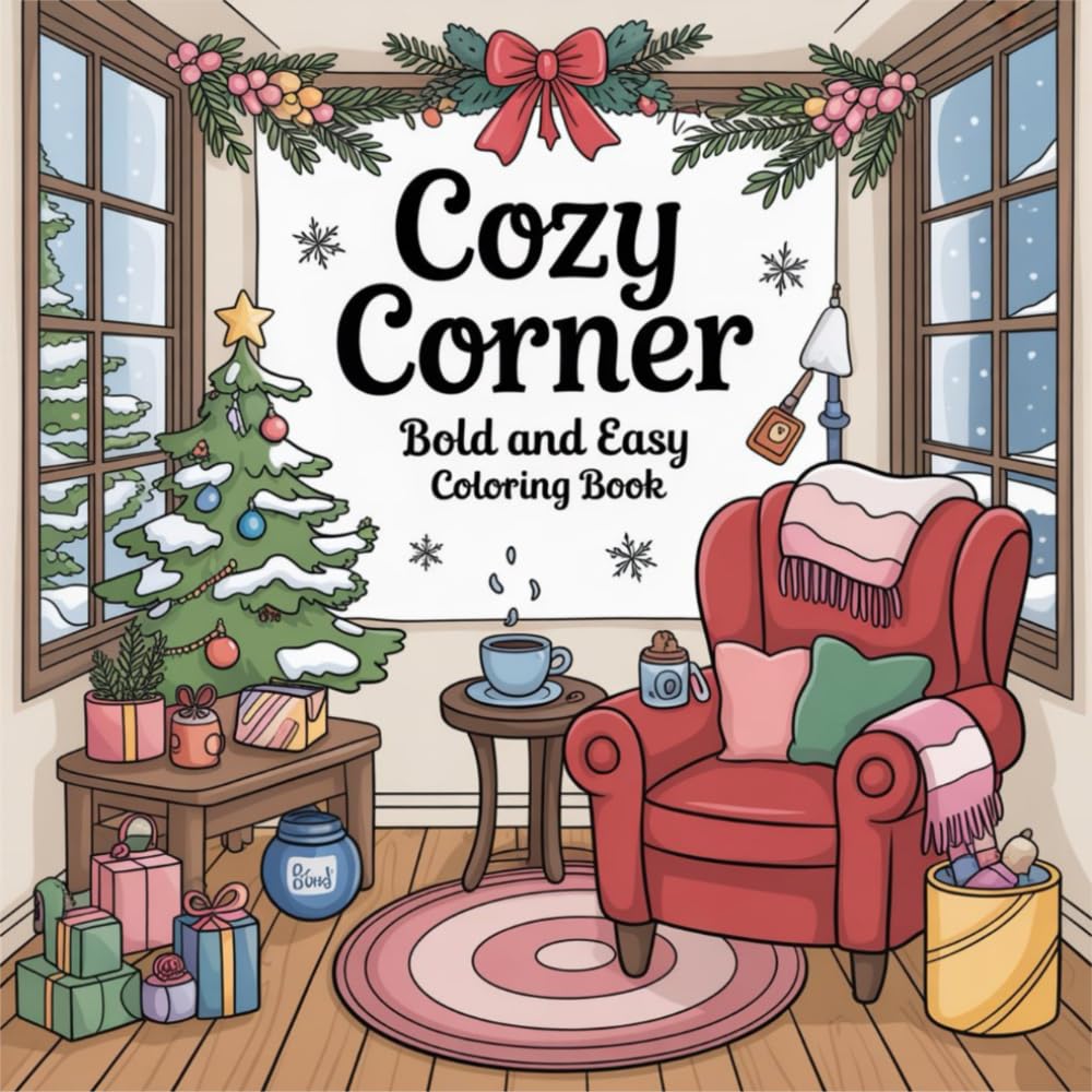 Cozy Corner: Relaxing Bold and Easy Cozy Corner Coloring Book – Winter Comfort, Holiday Joy, and Stress Relief for adults teens and kids