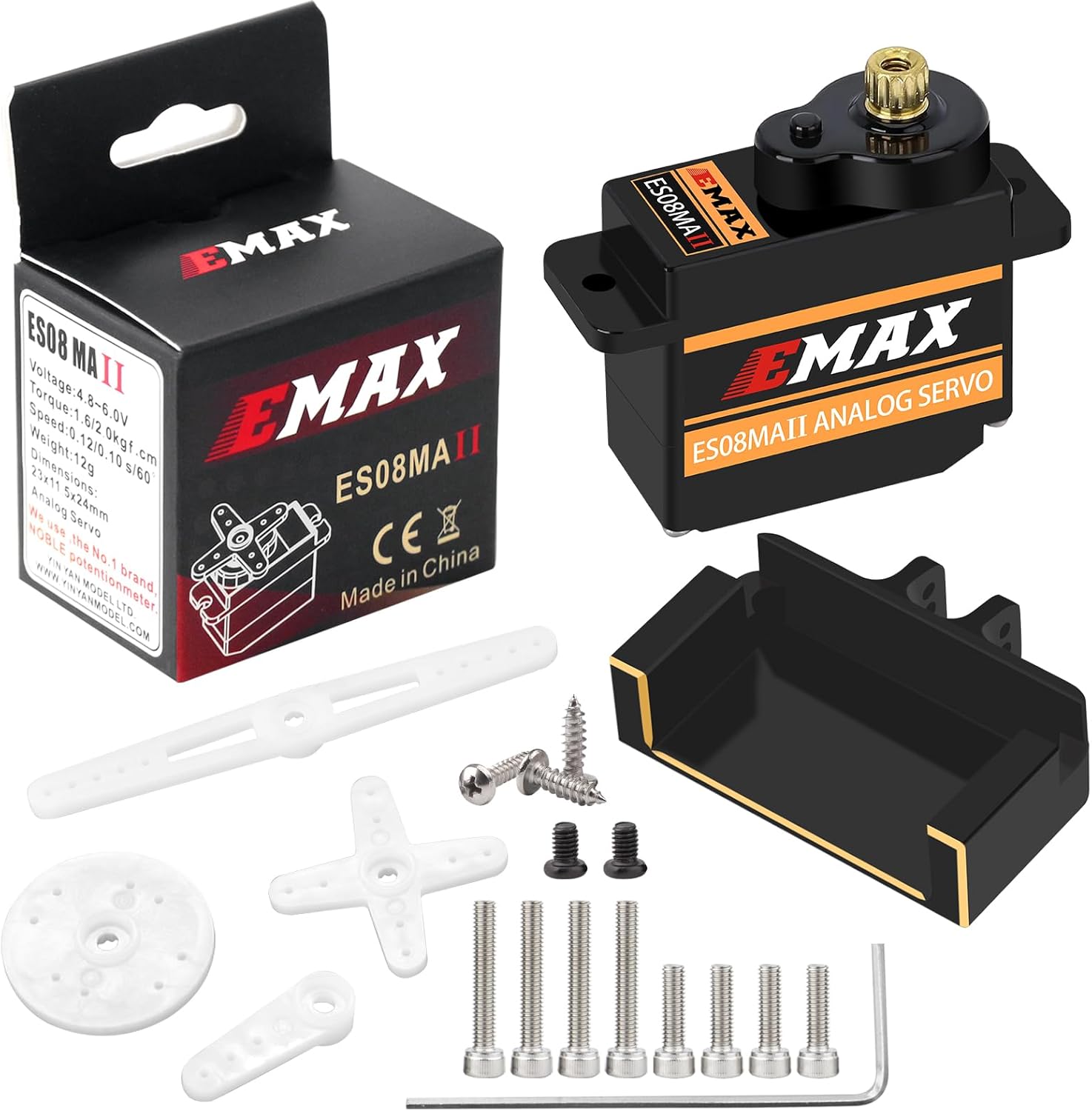 OGRC 12g Servo EMAX Servo RC Steering Servo with Servo Arm Steering Link and Brass Servo Mount for Axial SCX24 AX24 RC Car Upgrade Parts（Red）