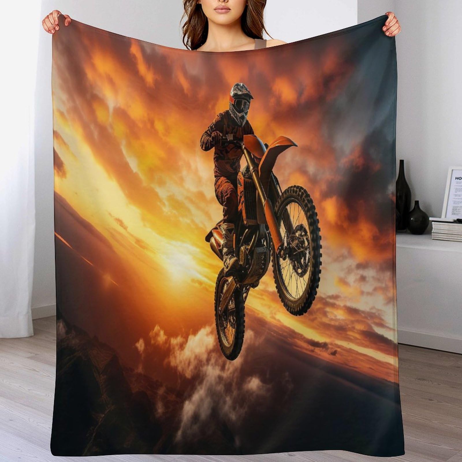 Couverture polaire motocross douce contre le froid hivernal du lit