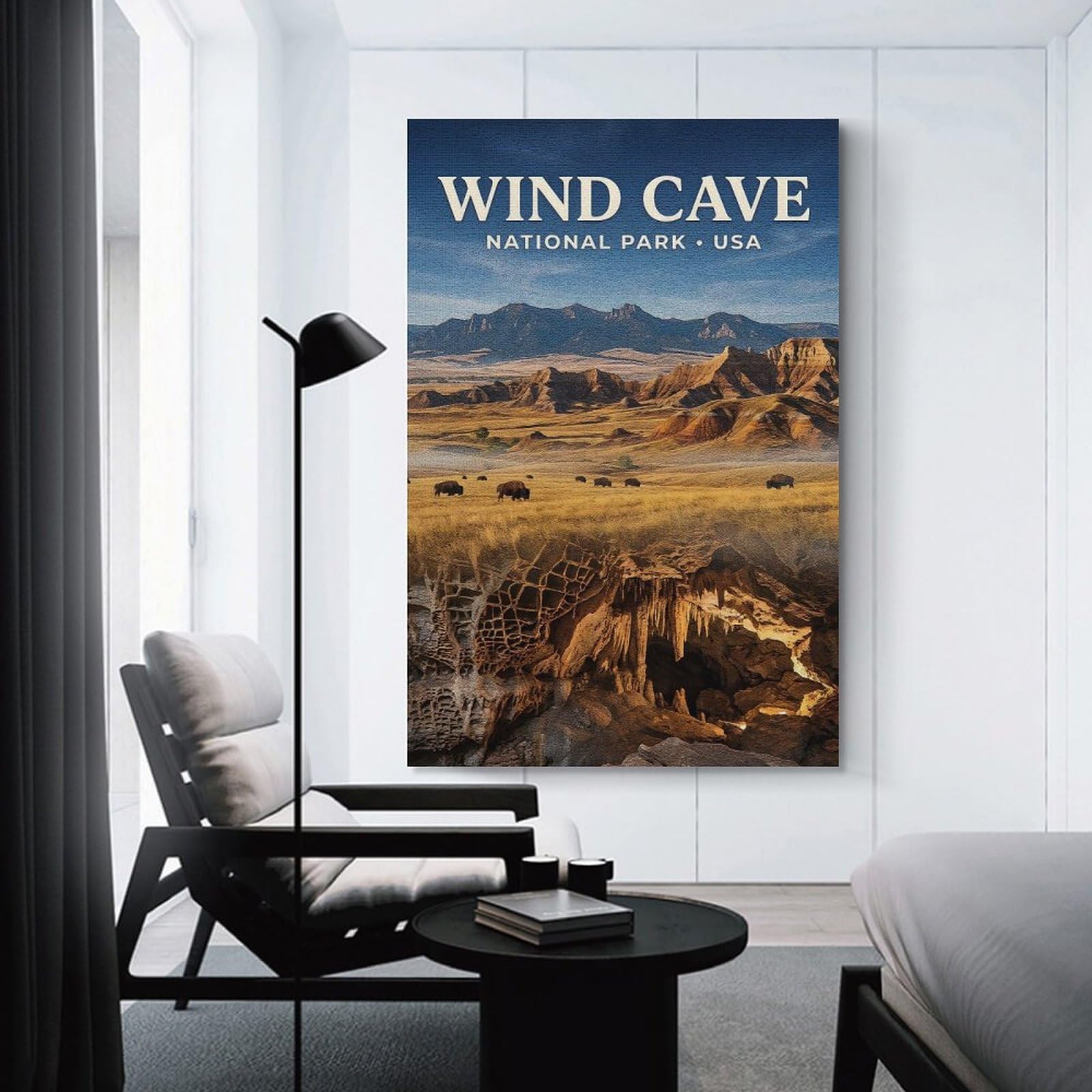 Junmoney Wind Cave National Park Wall Art Print, 08x12inch(20x30cm), for Study, Office Or Focused Interiors, Home Office Artwork with Decorative Appeal
